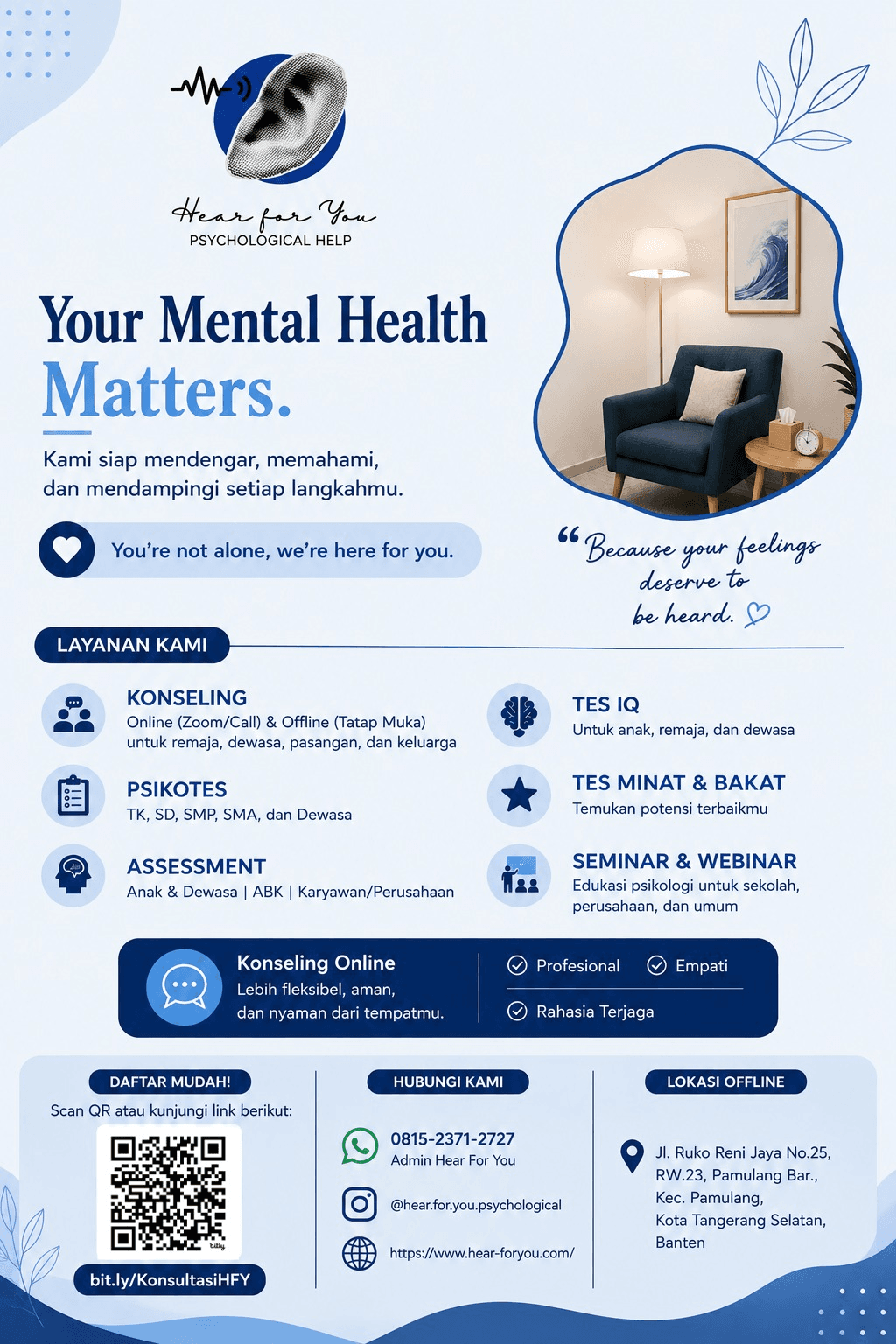 Poster Layanan Hear For You Psychological Help